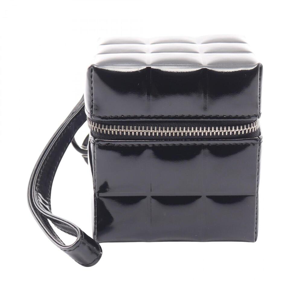 Chanel Chocolate Bar Cube Handbag Pouch Patent Leather Women's Black
